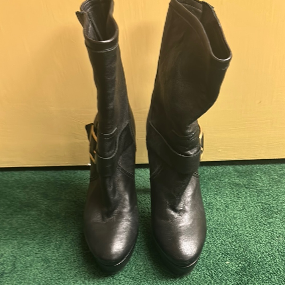 Jimmy Choo Black Leather Women's Boots Size 7.5
